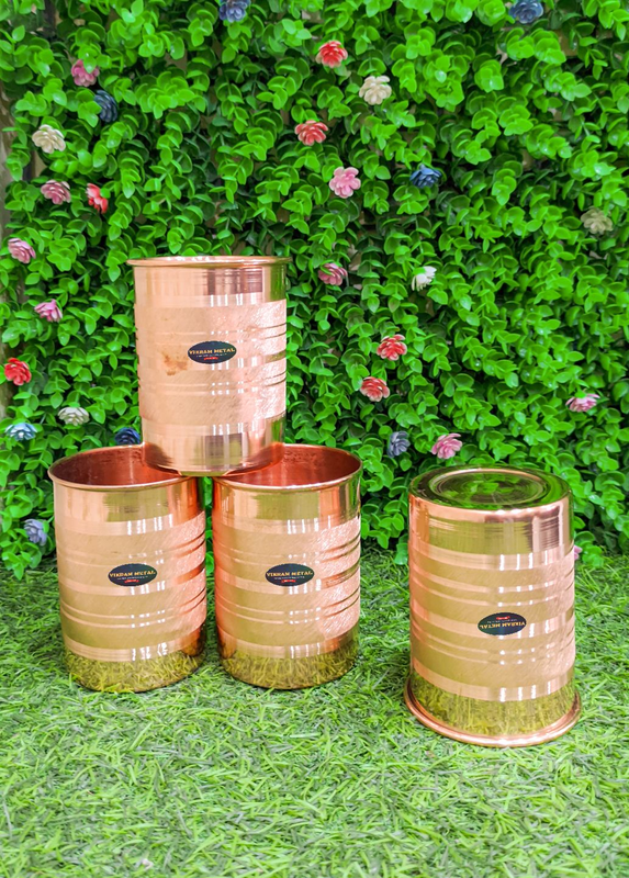Copper Water Glass Set  Of 4 