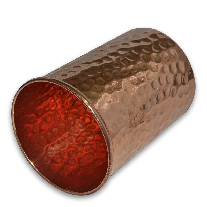 Rastogi Handicrafts Set of 4, Copper Glass for Ayurvedic Health Benefits Drinkware Hammered Tumbler
